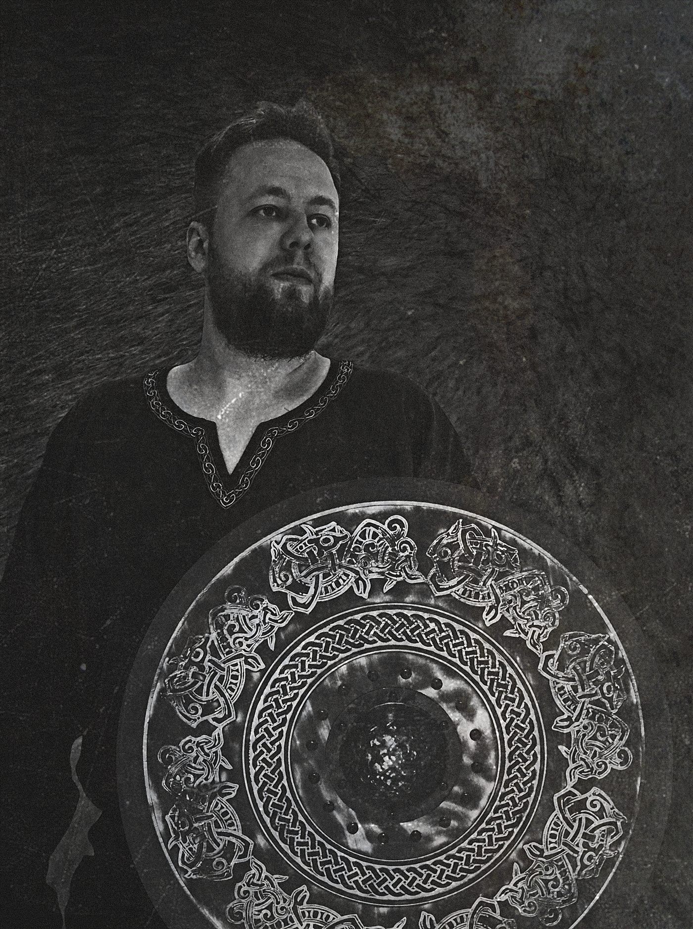 Danheim with a carved Viking shield